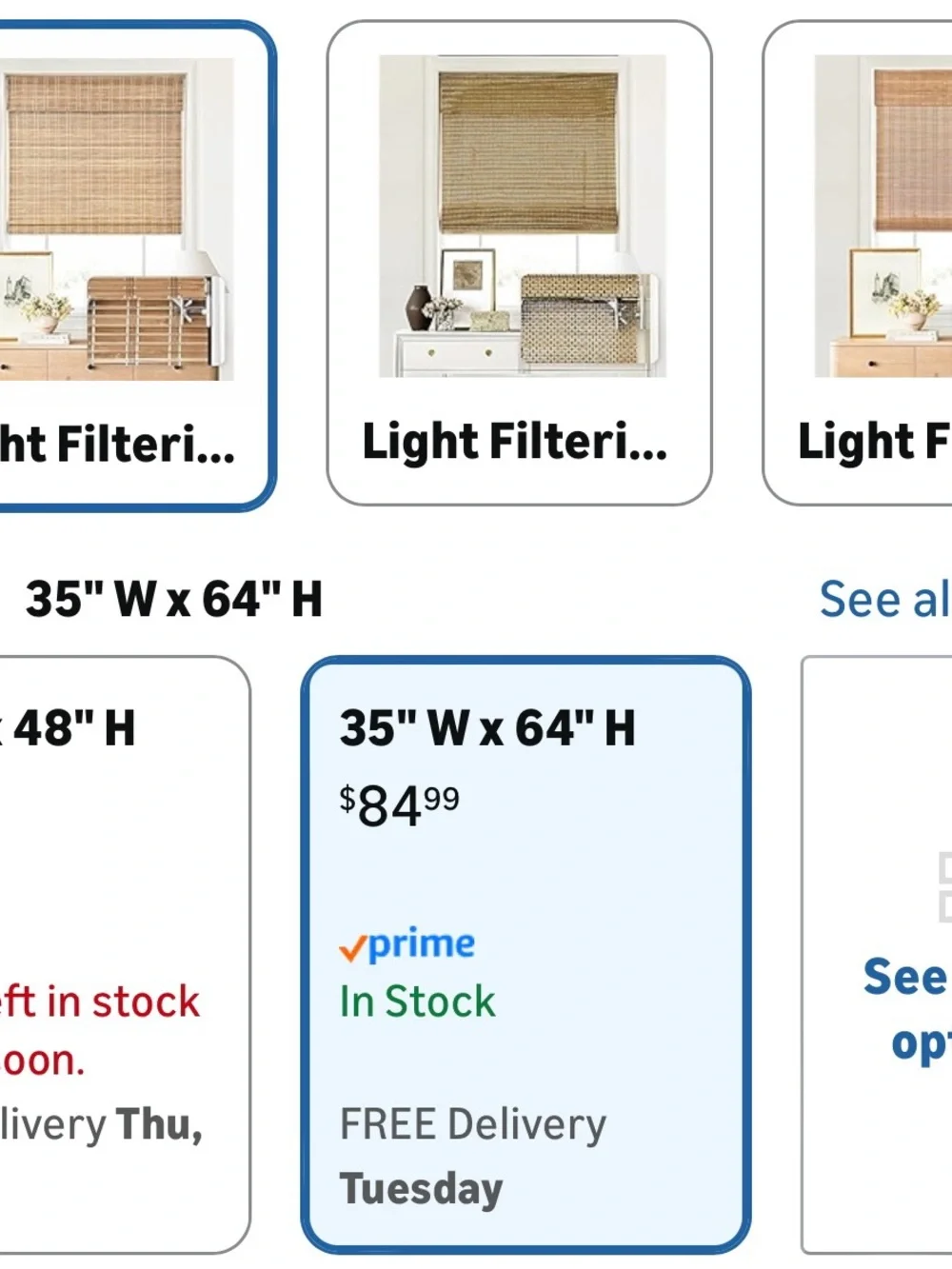 Bamboo No Drill Roman Shades, Set of 2 (LazBlinds)
